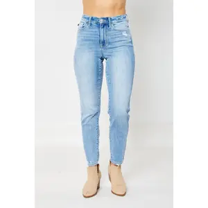 Judy Blue High Waist Destroy & Back Hem Dart Slim Denim 82590 judy blue