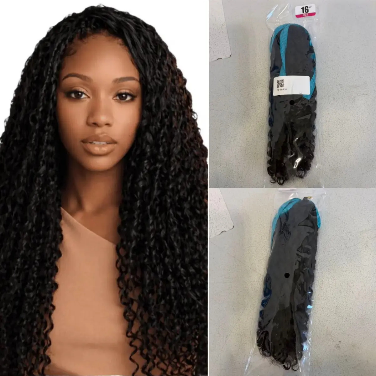 Feather Crochet Hair Extensions, Pixie Curly 100% Human Hair with Invisible String, Pre-Separated Weave for Boho Braids, 50 Strands/Pack, Natural Black, Hair Weave Extensions, Premium Human Hair