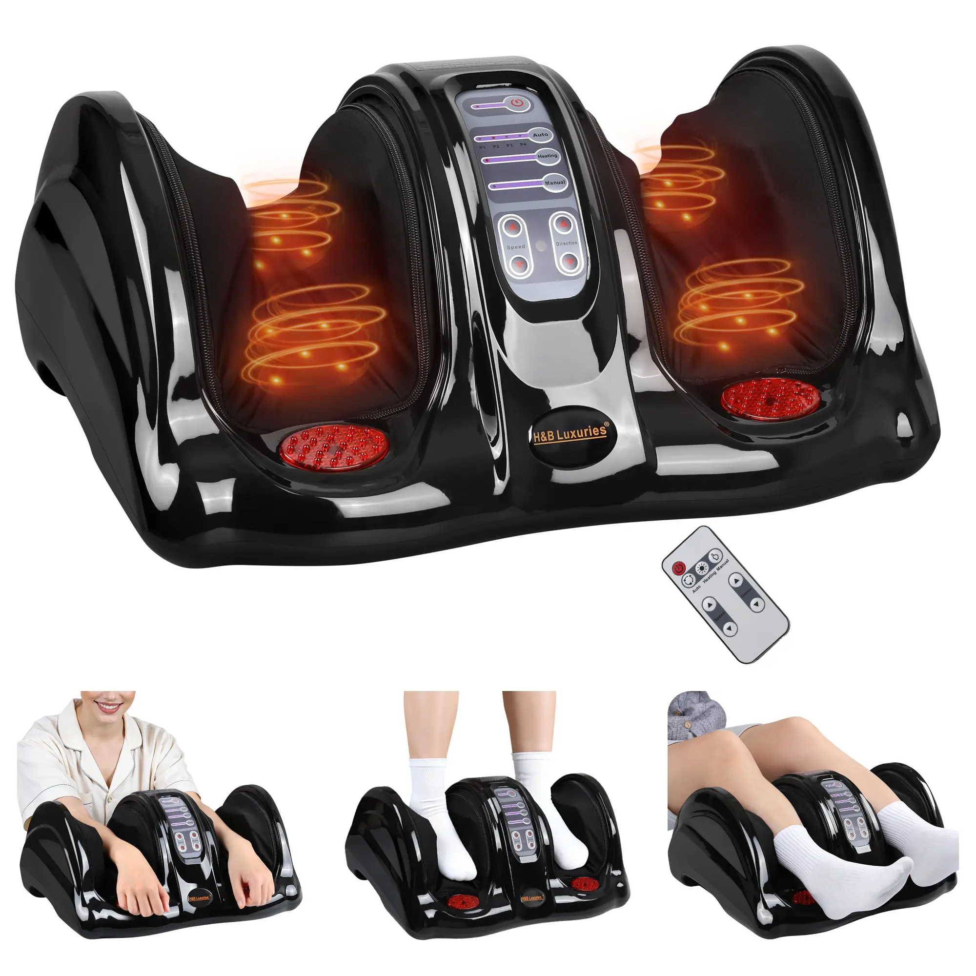 Foot Massager with Heat, Shiatsu Foot Massager for Circulation and Pain Relief and Heat Therapy, Ankle, Calves and Feet Massage with Deep Kneading Rolling, Gifts for Women Men Mother Fath