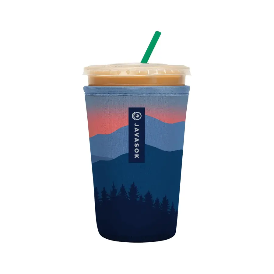 Medium 22-28 oz Insulated Neoprene Cup Sleeve for Iced Coffee & Cold Drinks, Reusable Beverage Holder for To-Go Cups, Blue