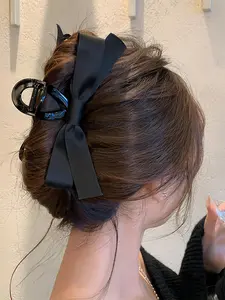 Women's Elegant Solid Color Bowknot Design Hair Claw Updo, Cute Trendy Hair Claw, Fashionable Hair Accessories for Daily & Party Decoration