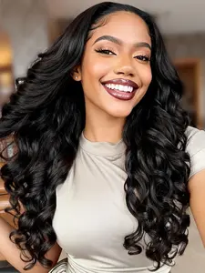 Curly V Part Yaki Wig for Women,24 Inch Synthetic Curly Half Wig with Clips, Heat Resistant Synthetic Hair for Women