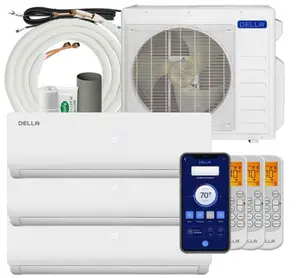 24 SEER2 27K BTU 3 Zone Mini Split AC/Heating System, 12000 12000 12000 BTU Tri Zone Mini Split Air Conditioner, Wifi Enabled 208-230V Ductless AC Cool Up to 2250 Sq. Ft