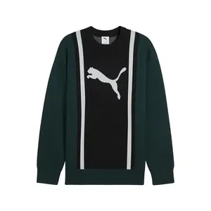 PUMA Mens Future Archive Relaxed Knitted Crew Neck Sweater Casual - Green