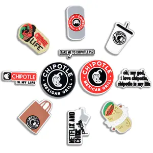 Popular Fastfood Croc Charm PVC Clog Pins Accessories Party Favors Birthday Gifts Holidays Decoration for Boys Women Girls