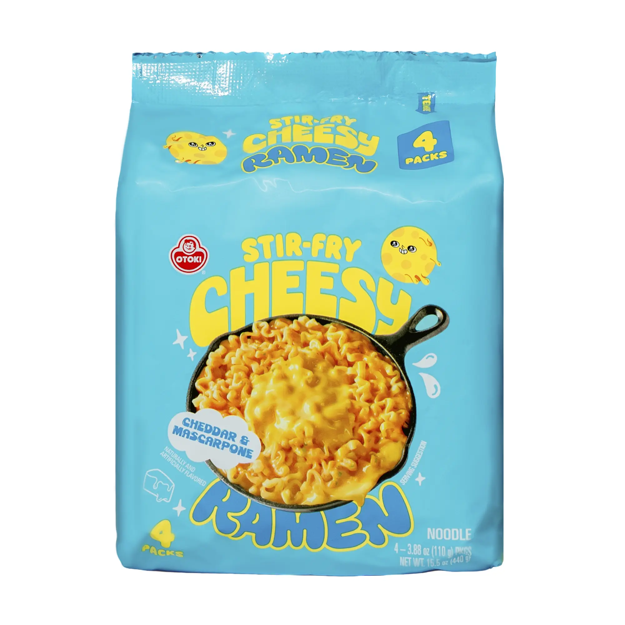 OTOKI Cheesy Ramen Noodles, Mac & Cheese Meets Ramen, Cheddar & Mascarpone Flavor, Korean Instant Ramen, 3.88 oz Pack of 4