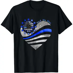Sunflower Thin Blue Line Police Heart Back The Blue Law Enfo T-Shirt
