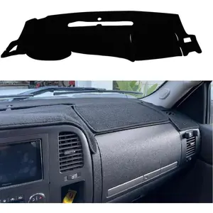 Black Dashboard Dash Board Cover Mat Carpet Compatible with 2007-2013 Chevrolet Silverado  Sierra