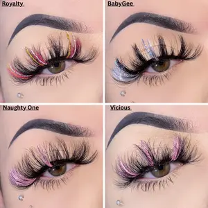 Glitter Color Eyelashes - 25mm Length for Flawless Eye Makeup
