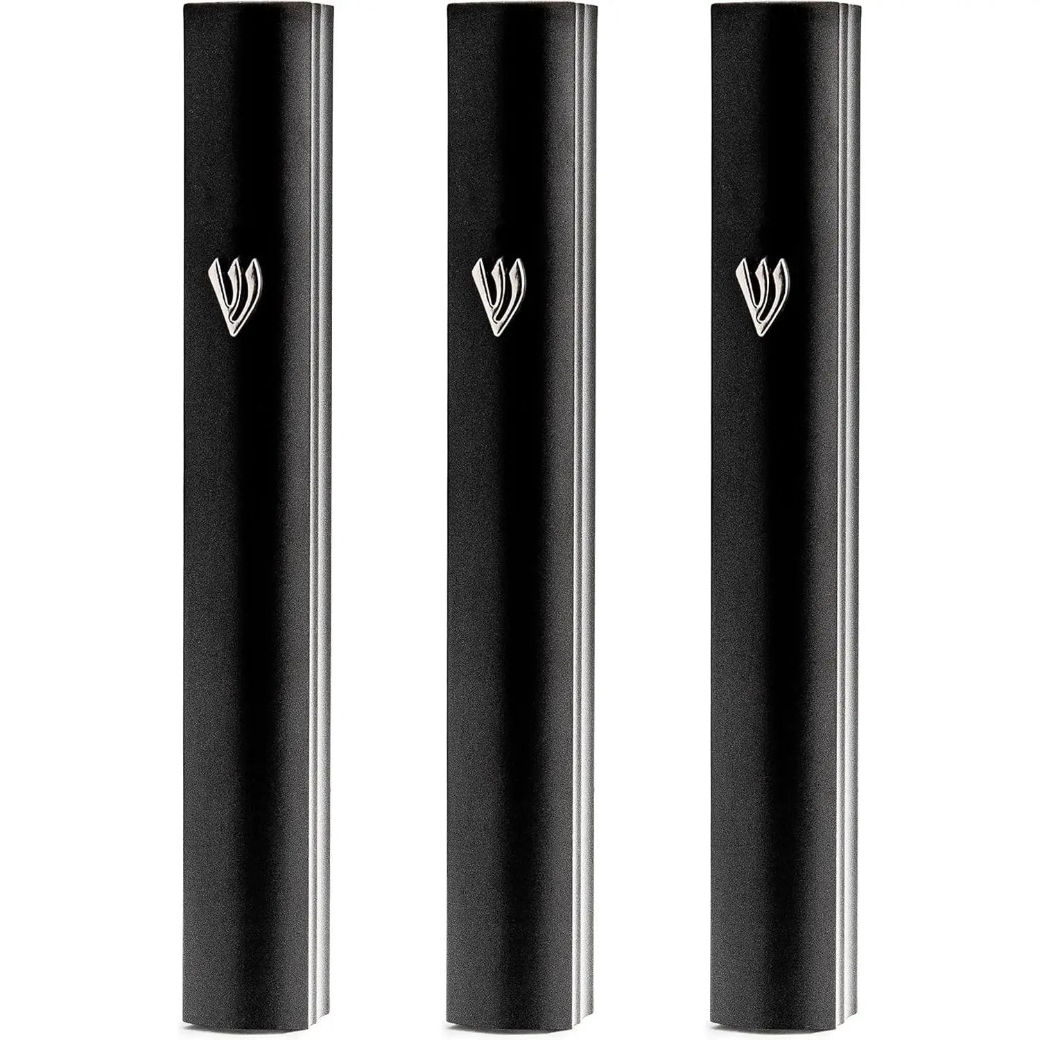3-Pack - Aluminum Mezuzah Case for 4/5inch-10/12cm Mezuzah Scroll, Easy Peel and Stick, for Door Mezuzah Scroll (Scroll Not Included) - Weather Proof Case Protection (5inch, Black)