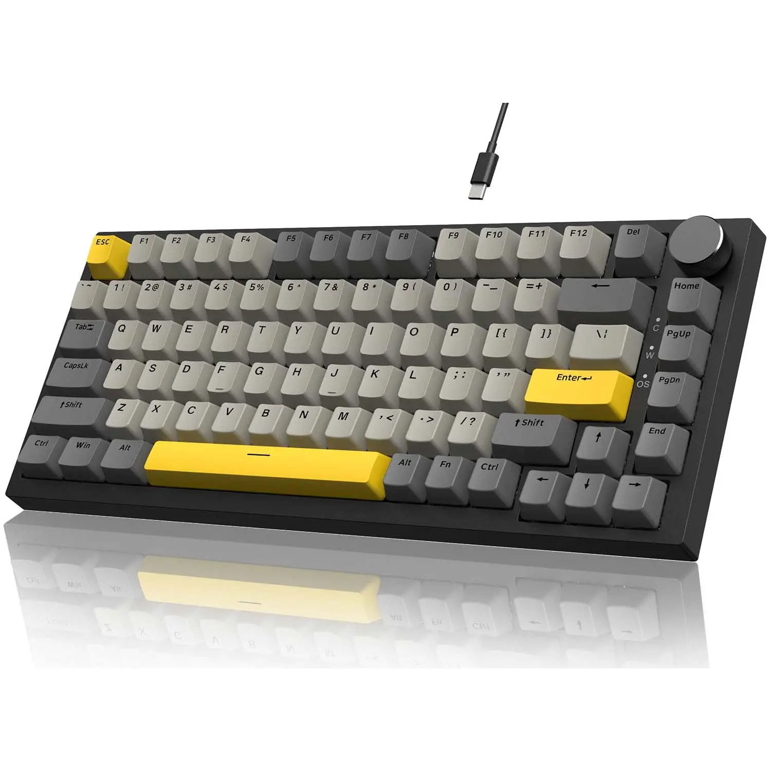 ATTACK SHARK AK820 75% Wired Mechanical Gaming Keyboard, Hot Swappable RGB Custom Keyboard Gasket Mount CNC Knob PBT Keycap Linear Moon Switch Keyboard for PC/Win/Mac