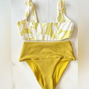 New l*space floral yellow corset bikini set