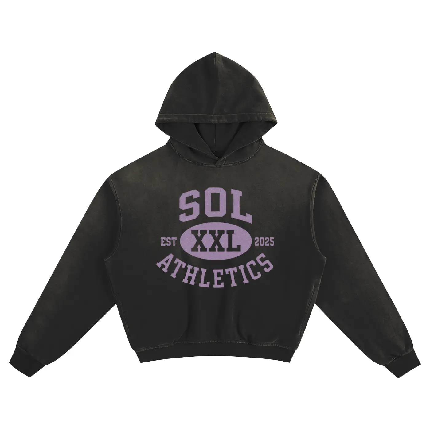 Sunfade Boxy Graphic Hoodie - Short Sleeve, Round Hood, Casual Style, Lightweight Fabric