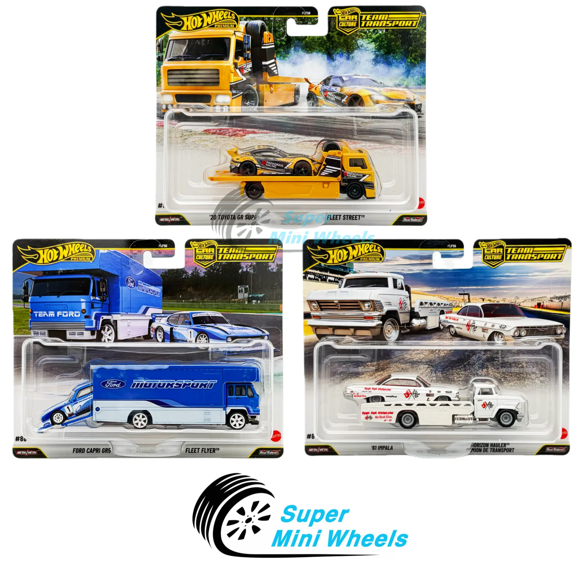Hot Wheels 1:64 Team Transport 2025 J Case Assortment 3 Cars Set - FLF56-957J