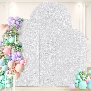 3pcs 6ft 6.6ft 7.2ft Wedding Arch Cover Sequins Arch Cover Metallic Arch Stand Cover Spandex Arch Backdrop Cover Payette Glitter Arch Cover for Birthday Party Wedding Decoration