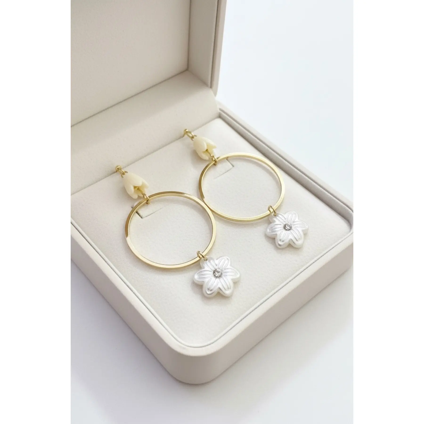 PIKAKE SPACED PLUMERIA HOOP EARRINGS
