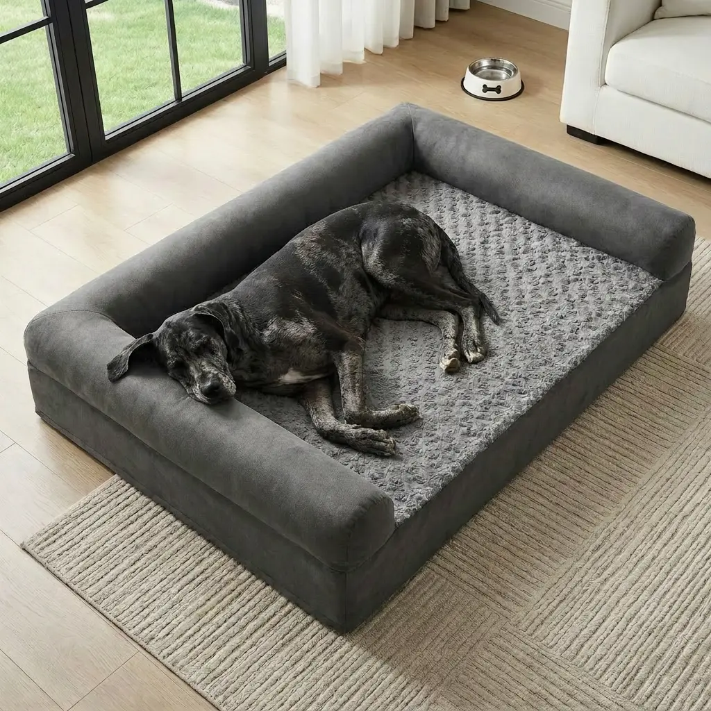 Orthopedic XL Dog Beds for Extra Large Dogs with Removable Washable Cover for Crate
