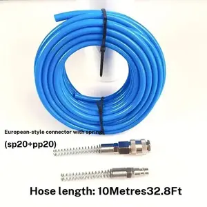 10m Air Hose Fitting Set, Blue Pneumatic PU Polyurethane Air Compressor Hose Pipe, suitable for air compressor connection and liquid transfer, exquisitely crafted with strong compatibility and perfectly matched for air compressors.