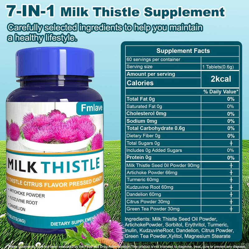 2-pack | Fmlave Milk Thistle Supplement | Natural Herbs, with Turmeric & Dandelion | Supports Liver Detoxification & Cleansing, Aids in Fat Digestion | A Must-Have for Individuals Who Consume Alcohol Regularly | 60 Capsules, Highly Absorbable