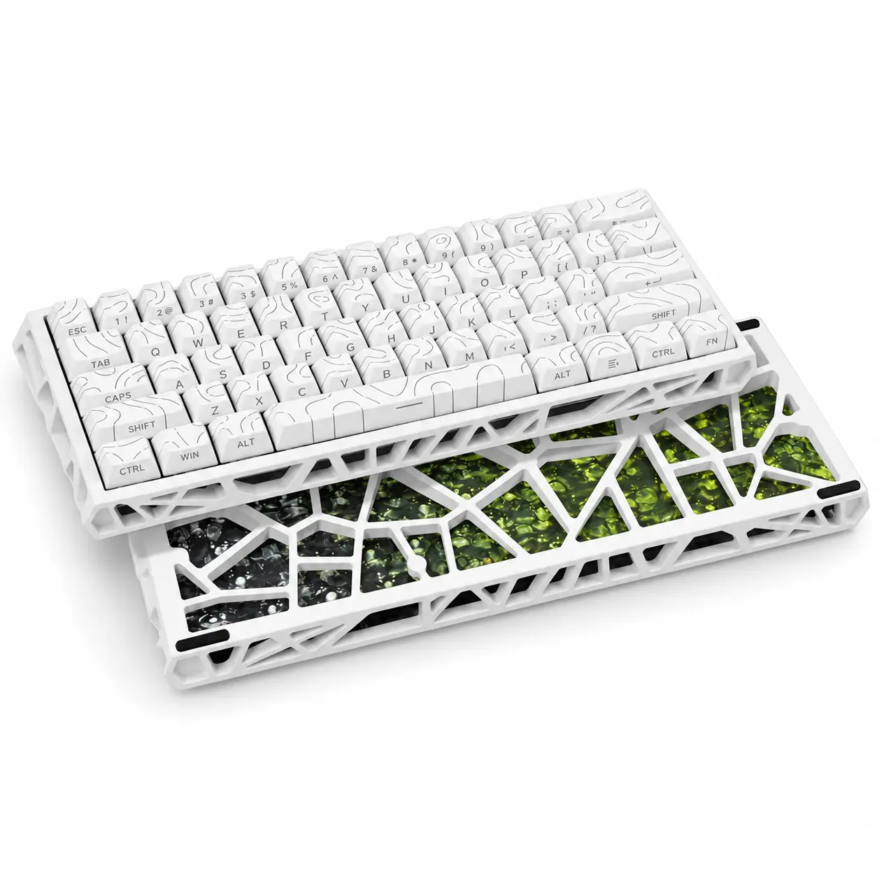 61-Key Magnetic Switch Gaming Keyboard, Wired USB-C Mechanical Keyboard, Compact Hollow Frame with White Contour Keycaps for PC Gaming & Office