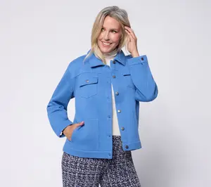 Susan Graver Textured Woven Button Front Jacket
