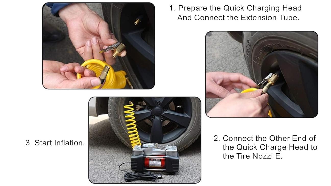 Tire Air Chuck with Clip Adapter, Brass Locking Tire Inflator Nozzle Adapter Connect, No Leakage Tire Chucks for Vehicle Inflator Compressor Pump Connect Accessories Tool 8mm 2Pack