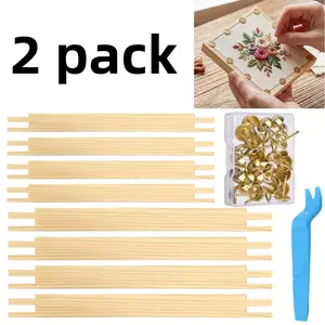 8 pack 2 Sizes Stretcher Bars Embroidery Stitch Frame with 40 Thumb Tacks and Tacks Remover Needlework Wooden Canvas Art Supplies for Embroidery Needlework