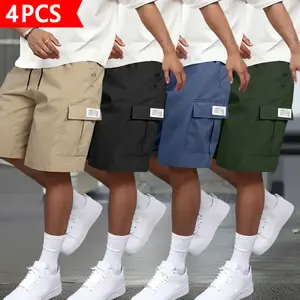 Men’s 4-Pack Cargo Shorts – Heavy-Duty & Lightweight Casual Wear | Multi-Pocket Design for Workouts, Fishing, Hiking, and Everyday Use | Essential 4-Piece Summer Set