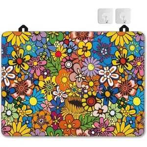 Abstract Hippie Flower Stove Top Covers for Electric Stove Thick Heat Resistant Induction Cooktop Protector Mat for Ceramic Range Also Works as Dish Drying Mat