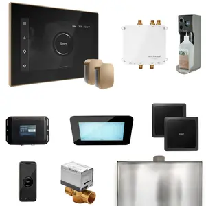 Mr. Steam Bliss Pkg Max Programmable Steam Generator Control Kit with iSteamX Control and Aroma Glass Steamhead in Black