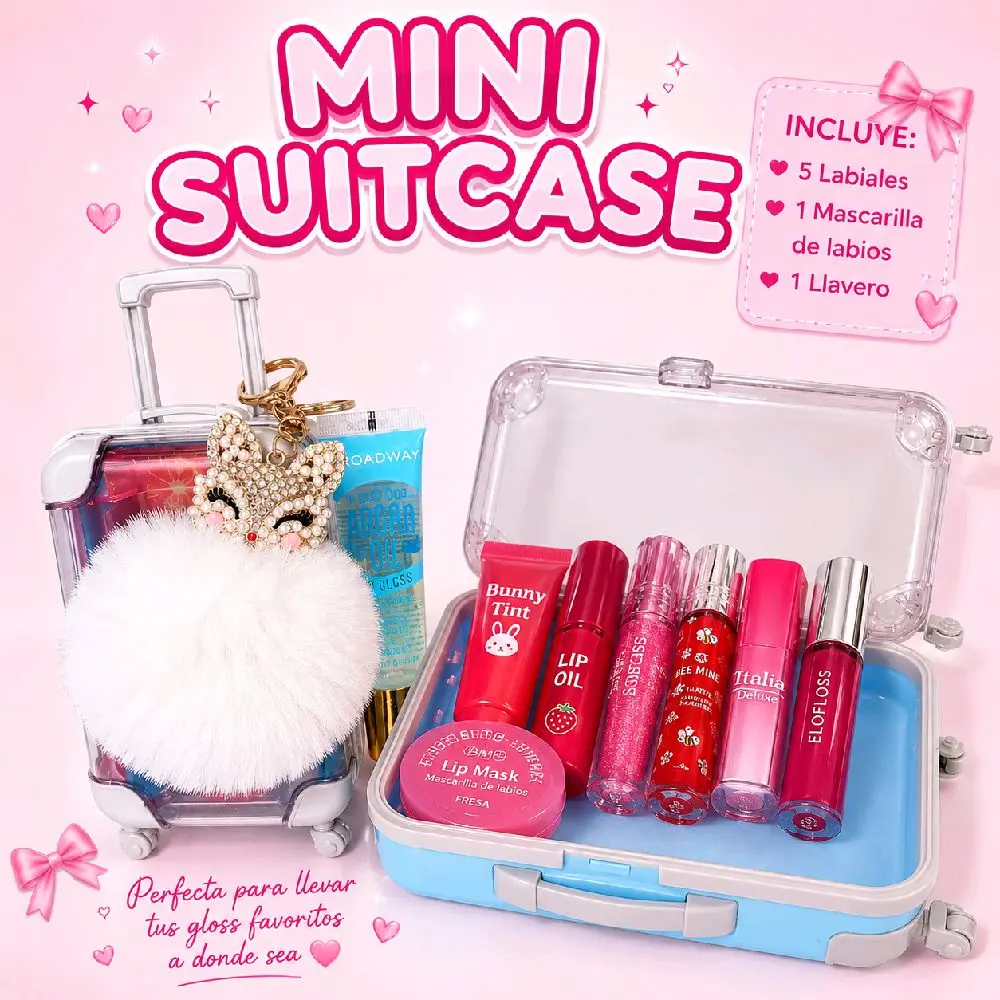 Lip Lover Mini Cosmetic Suitcase - Compact Travel Storage Case for Lip Products, Portable Makeup Organizer
