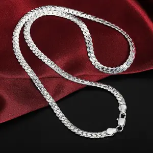 925 Sterling Silver Cuban Link Necklace for Men Women, Diamond Cut Dainty Silver Chain Necklace, Hypoallergenic Solid Silver Chain, Tarnish Resistant Fine Jewelry, Gift for Him Her