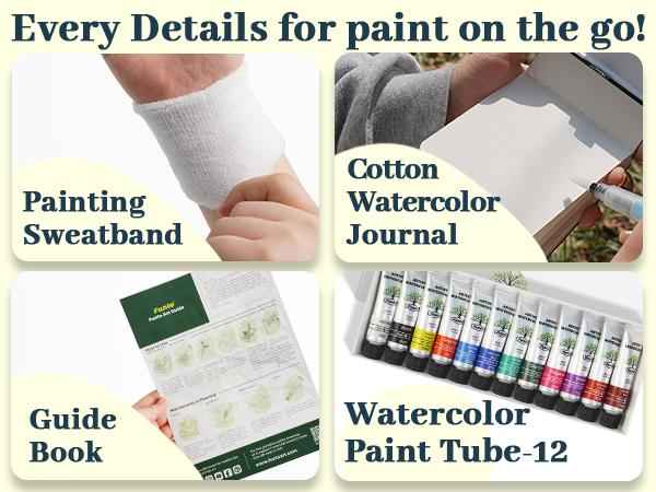 Funto Mini Watercolor Travel Set, 12-Color Refillable Travel Art Kit, All-in-One Mini Paint Supplies with Bag, Art Craft for All, Portable Water Color Paint for Beginners, lovers and Artists