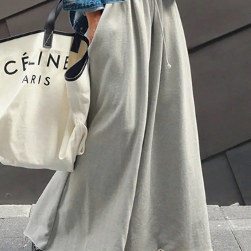 Loose Urban Wide Leg Elastic Waist Pants, Comfortable High-Waisted Long Trousers for Women, Casual Fashion Bottoms, Casual Slacks, Casual Comfy Trousers