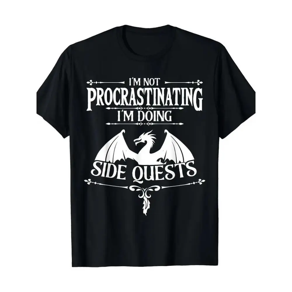 Women's T-Shirt with "Side Quests" Graphic, Casual Soft Cotton Seamless Short Sleeve Crewneck for RPG Gamers, Shortsleeve, Crew Neck, Tshirt, Graphic Print, Top, Lightweight Fabric, Plain Print, Smooth, Solid, Casual Wear, Round Neck, All Seasons, Custom,