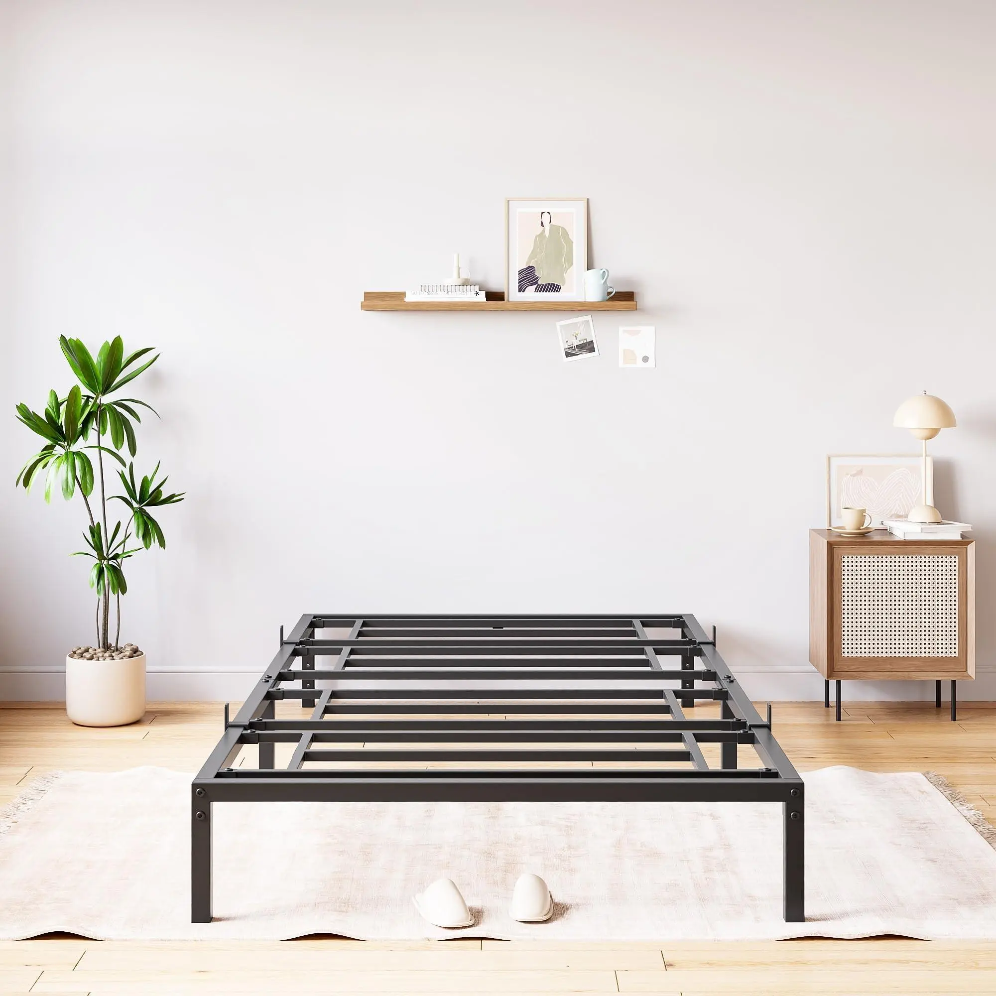 Twin Metal Bed Frame, 16-Inch 75x39 In Platform Bed Frame with Extra Tall Clearance for Bulky Organizers & Seasonal Items, Space-Saving for Compact Bedrooms, Twin Bed Frame