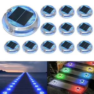 Quntis RGB Solar Deck Lights Modern Driveway Lights Step Lights for Outside Stair Pathway Walkway Energy Saving Safety LED Outdoor Yard Decor