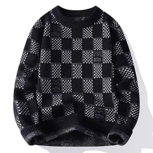 Round Neck Sweater Knitted Shirt Men Trendy Brand Stylish Autumn Winter Base Shirt New Men's Elegant Loose Top Knitwear Menswear red armchair design