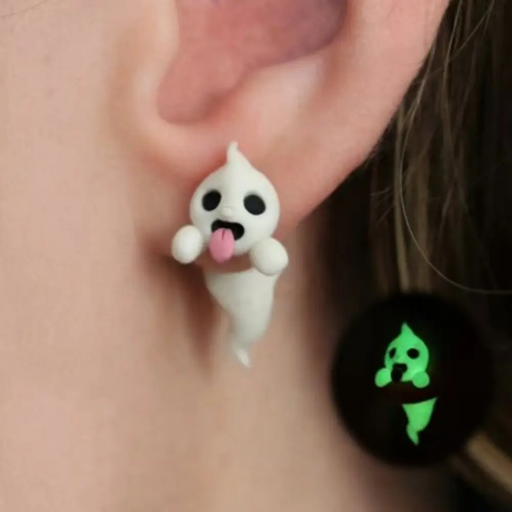 September Laurel  Glow in the Dark Ghost Earrings for Women, Cute 3D Spooky Ghost Stud Earrings, Funny Halloween Jewelry, Kawaii Halloween Accessories for Party Costume & Gift