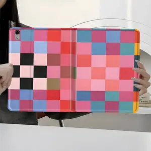 Colorful Plaid Pattern Flip Cover Tablet Case with Pen Slot, Full-covered Shockproof Tablet Protective Cover, Tablet Accessories Compatible with iPad Pro 2022 2021