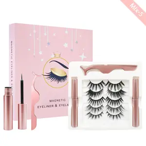 Cosprof 5Pairs Set Magnetic False Eyelashes Lashes with Magnetic Liquid Eyeliner Kit - Diamond