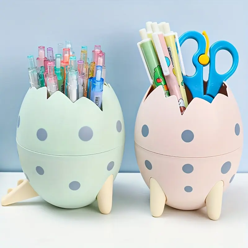 1pc Dinosaur Egg Pen Holder Simple Desktop Storage Box Office Multifunctional Decoration Brush Stationery Storage Pen Holder