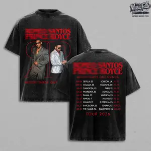 Vintage Romeo-S x Prince-R Mejor Tarde Que Nunca Tour 2026 Washed Oversized T-Shirt, Bachata Legends Double Sided Heavyweight Cotton Acid Wash Graphic Tee, Latin Music Concert Streetwear, Retro Unisex Fan Merch Gift Shirt