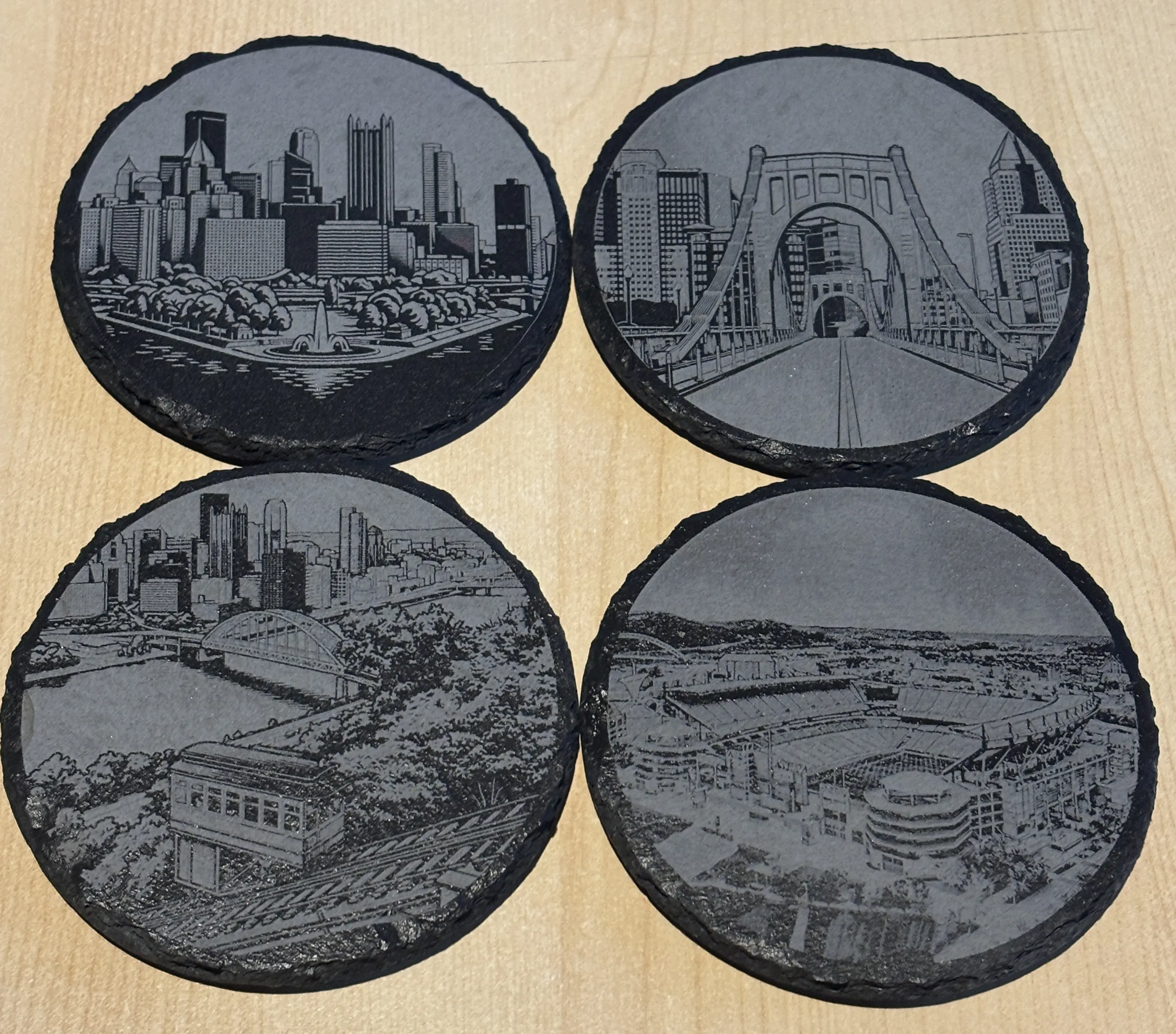 The Pittsburgh Collection, Set of 4 Slate Beverage Coasters Decor