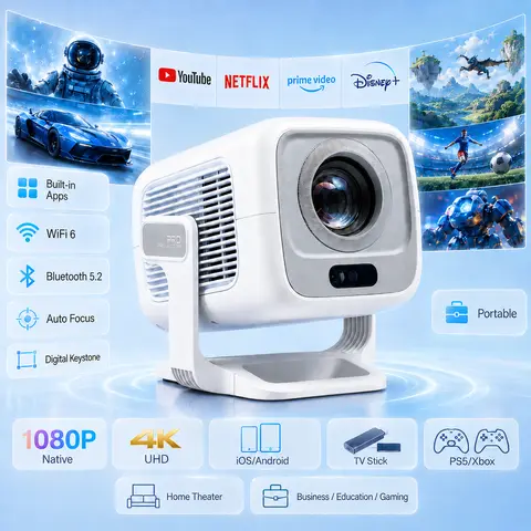 [US warehouse]  Auto Focus HY310 Projector 1080P BT5.4 WIFI Android 14 Built-in Speaker  180° F Native 1080P Mini Projector WiFi 6 Bluetooth 5.4 Portable, Advanced Connectivity, Build-In Audio