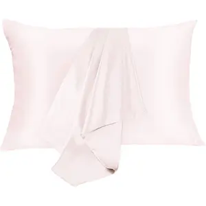 Silk Pillowcase for Hair and  2 Pack  Mulberry Silk Bed Pillowcase  Soft Breathable Both Sides Silk Pillow Case with  Zipper, Pillow Cases (, Light Pink)