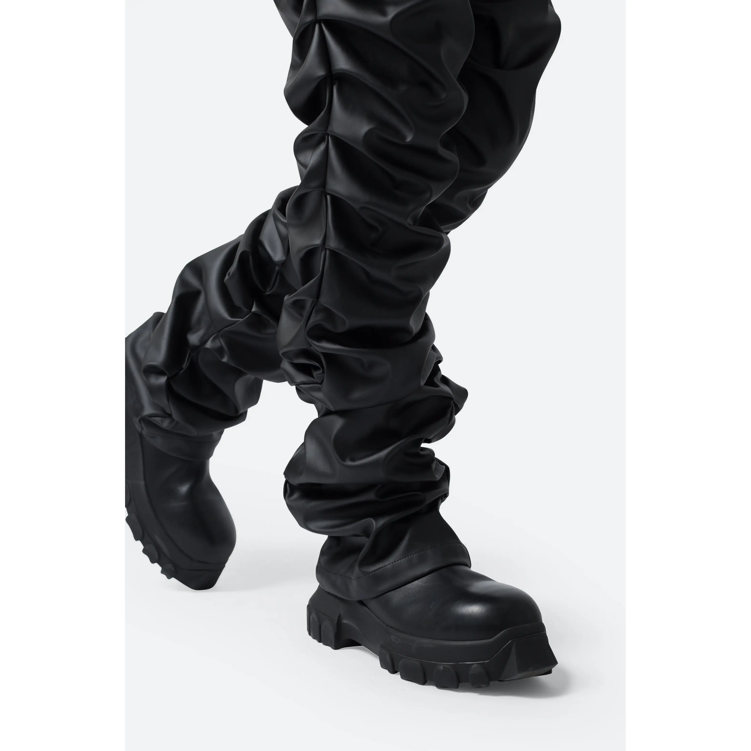 mnml Stacked Leather Pants - Black - TikTok Shop
