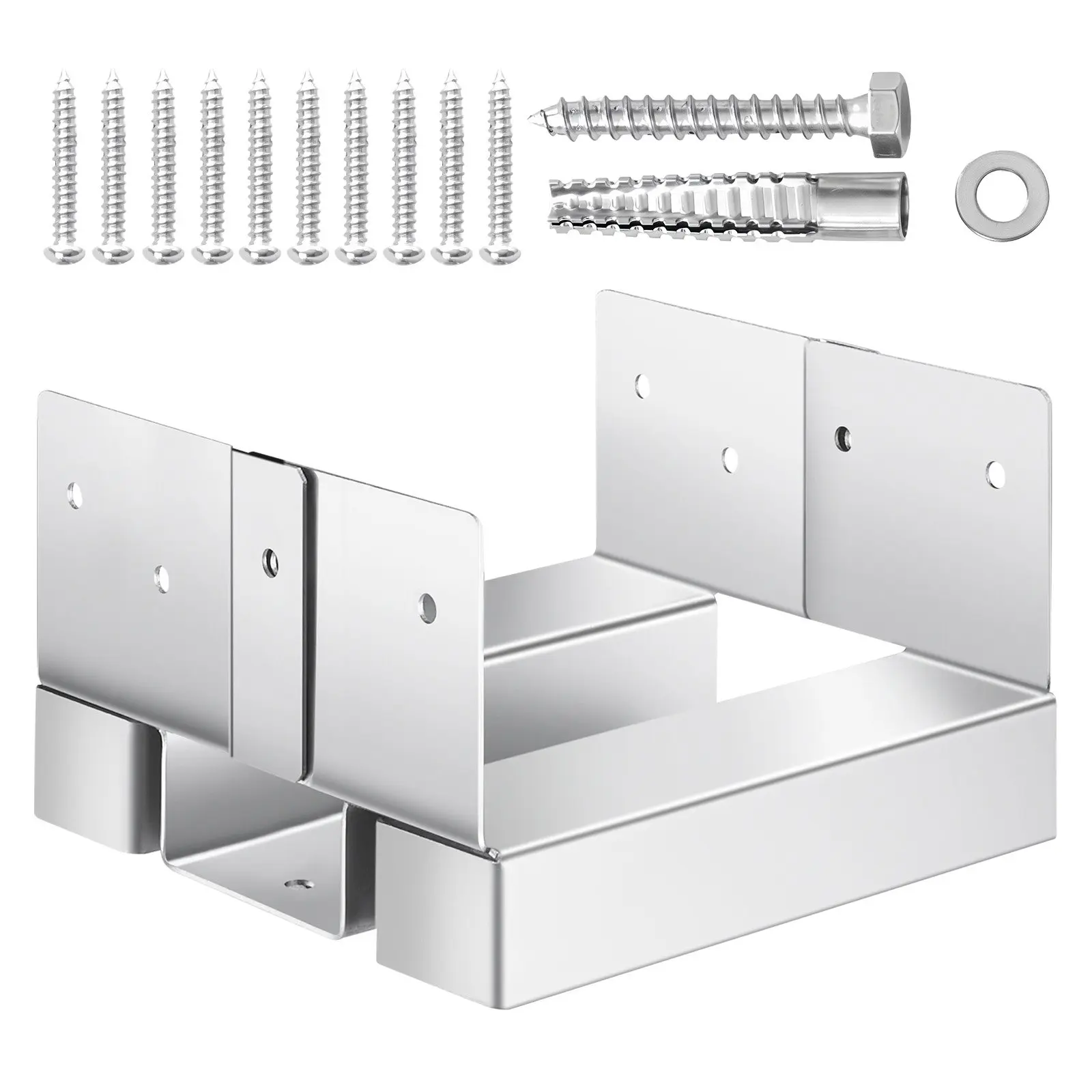 VEVOR 6x6 Post Base 10 Pcs, Inner Size 5.49x5.57inch/139.5x141.5mm Concrete Post Anchor, Heavy-Duty Zinc-Plated Carbon Steel Posts Brackets with 1 Inch Standoff Elevation, for Concrete Pergolas Patio