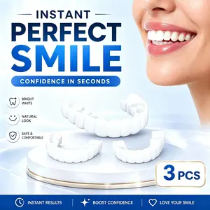 3 Pairs of Smile Supports Can Be Adjusted (Up and Down) Freely Suitable Cosmetic Smile Cover for Teeth - Instant VisualLook Enhancer- Soft Flexible Fit Over UpperTeeth - Smile Quickly and Confidently and Reusable Easy Moldable Accessory for All Adults