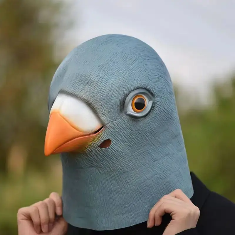 1Pcs Halloween  Novelty Rubber Pigeon Mask Funny Animal Cosplay Halloween Prank Prop Bar Club Rave  Party Supplies Pigeon Mask Pigeon Mask Costume Novelty HalloweenCostume Party Animal Mask Latex Birds HeadMask Pigeon Mask